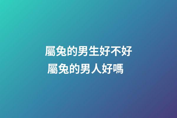 屬兔的男生好不好 屬兔的男人好嗎-第1張-觀點-玄機派